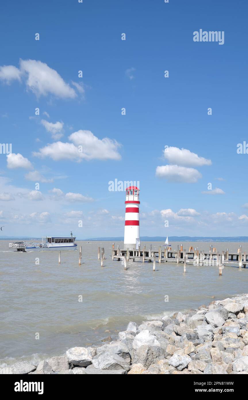 Lighthouse of Podersdorf am See at Neusiedler See ,Burgenland,Austria Stock Photo