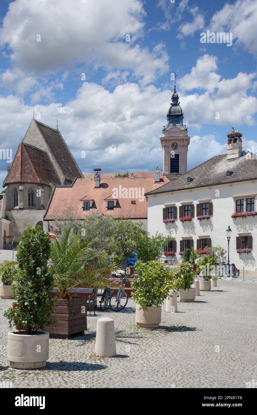 Market Square in Wine Village of Rust at Lake Neusiedler See,Burgenland,Austria Stock Photo