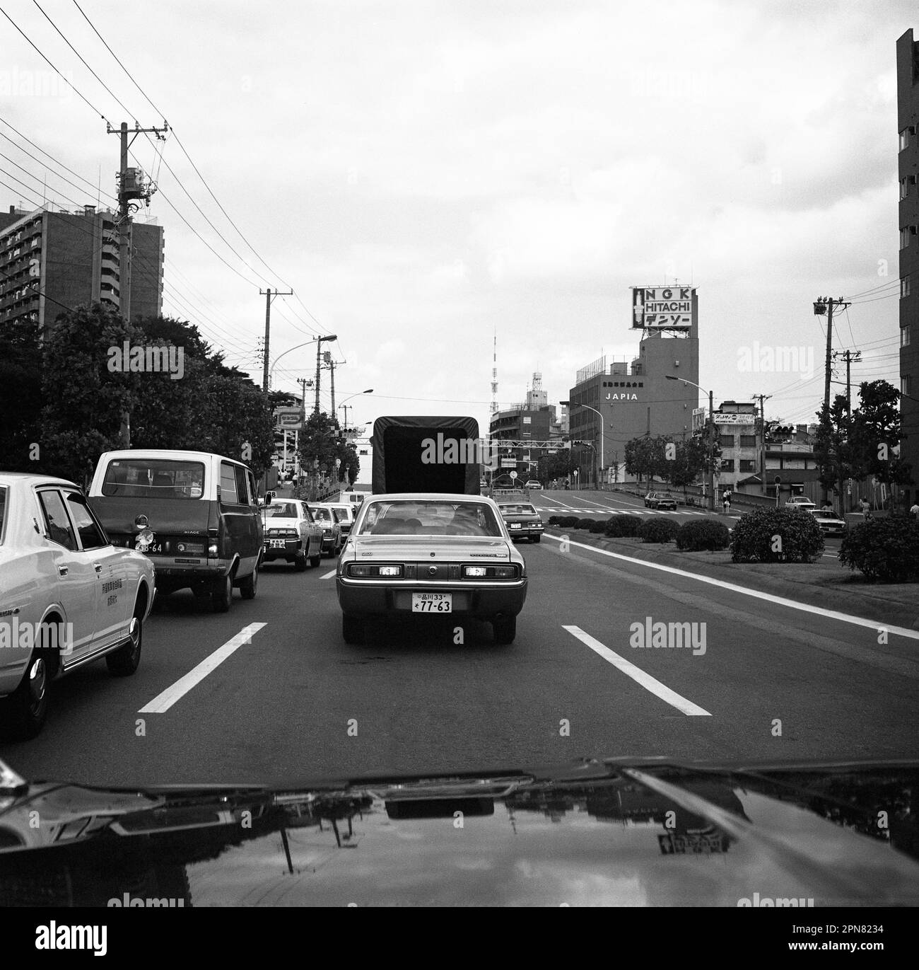 Street in Tokyo, Japan, September first, 1978 Stock Photo