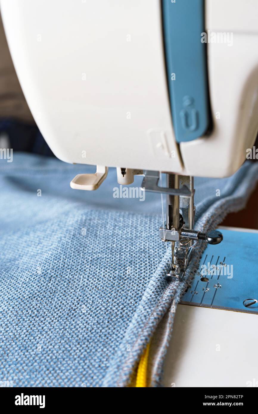 Professional equipment. Modern sewing machine with special pressure