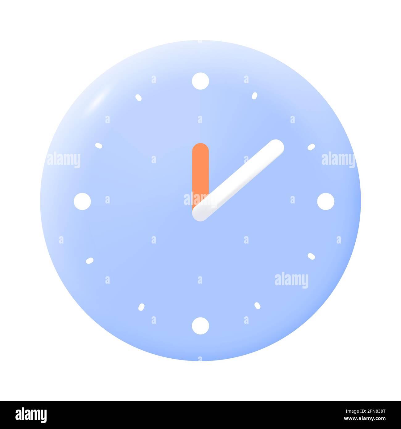 Blue threedimensional clock face with hands 3D icon Stock Vector Image