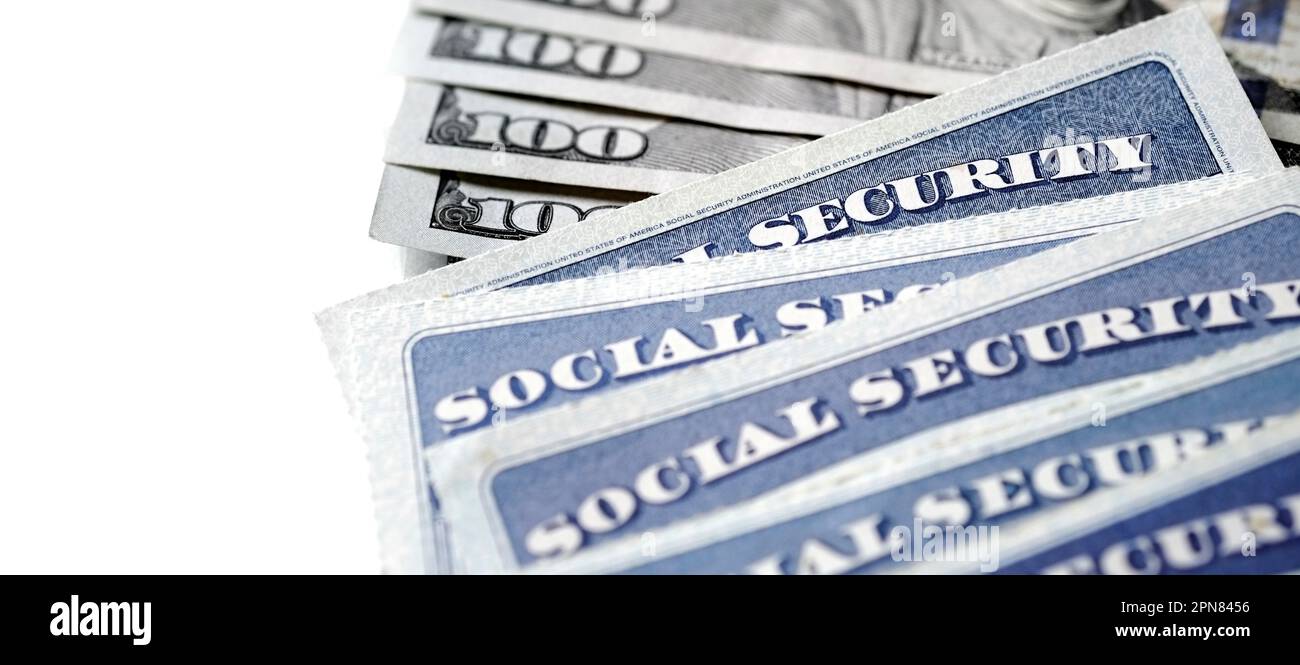 Social Security Cards for identification and retirment USA Stock Photo