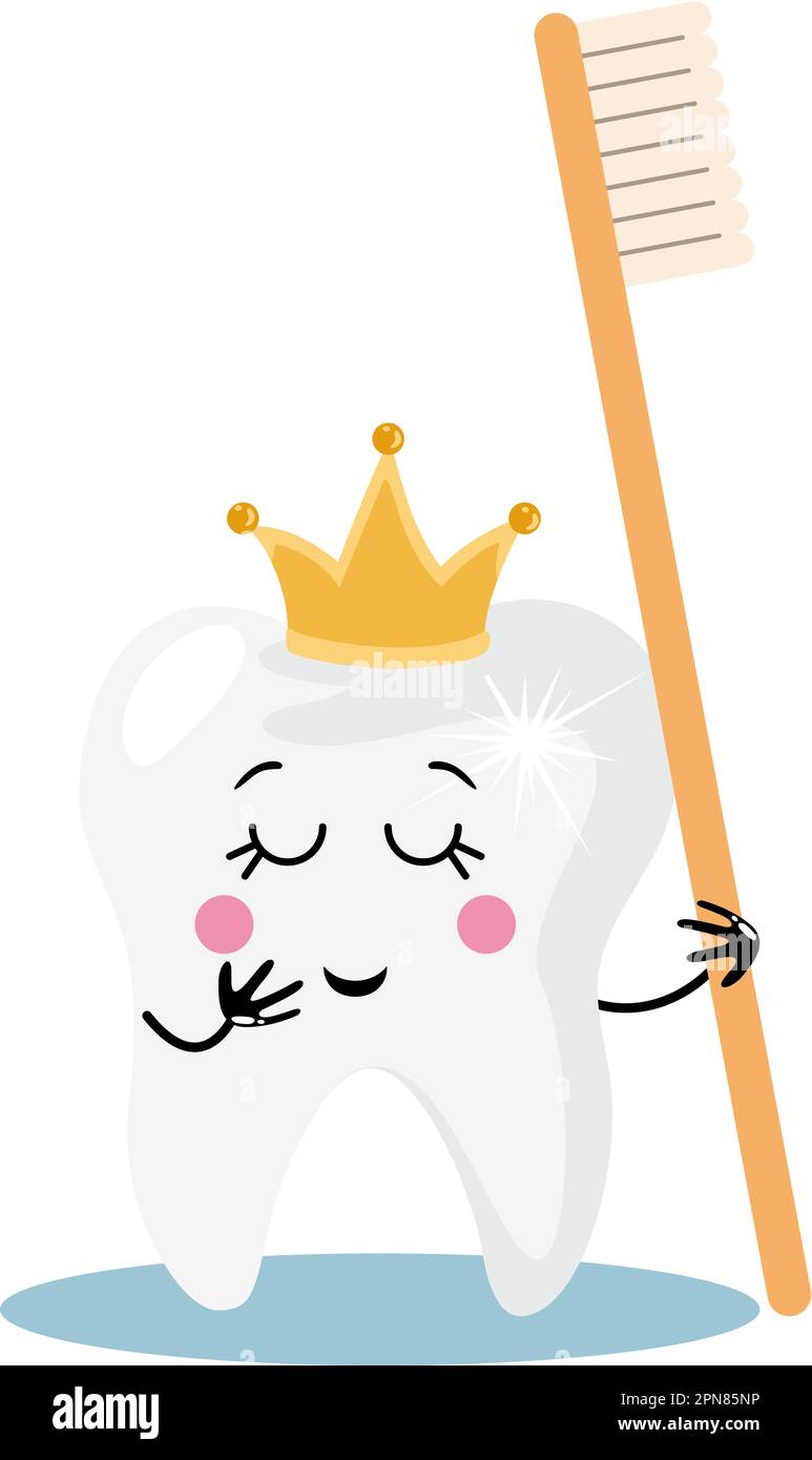 Funny tooth holding a toothbrush Stock Photo Alamy