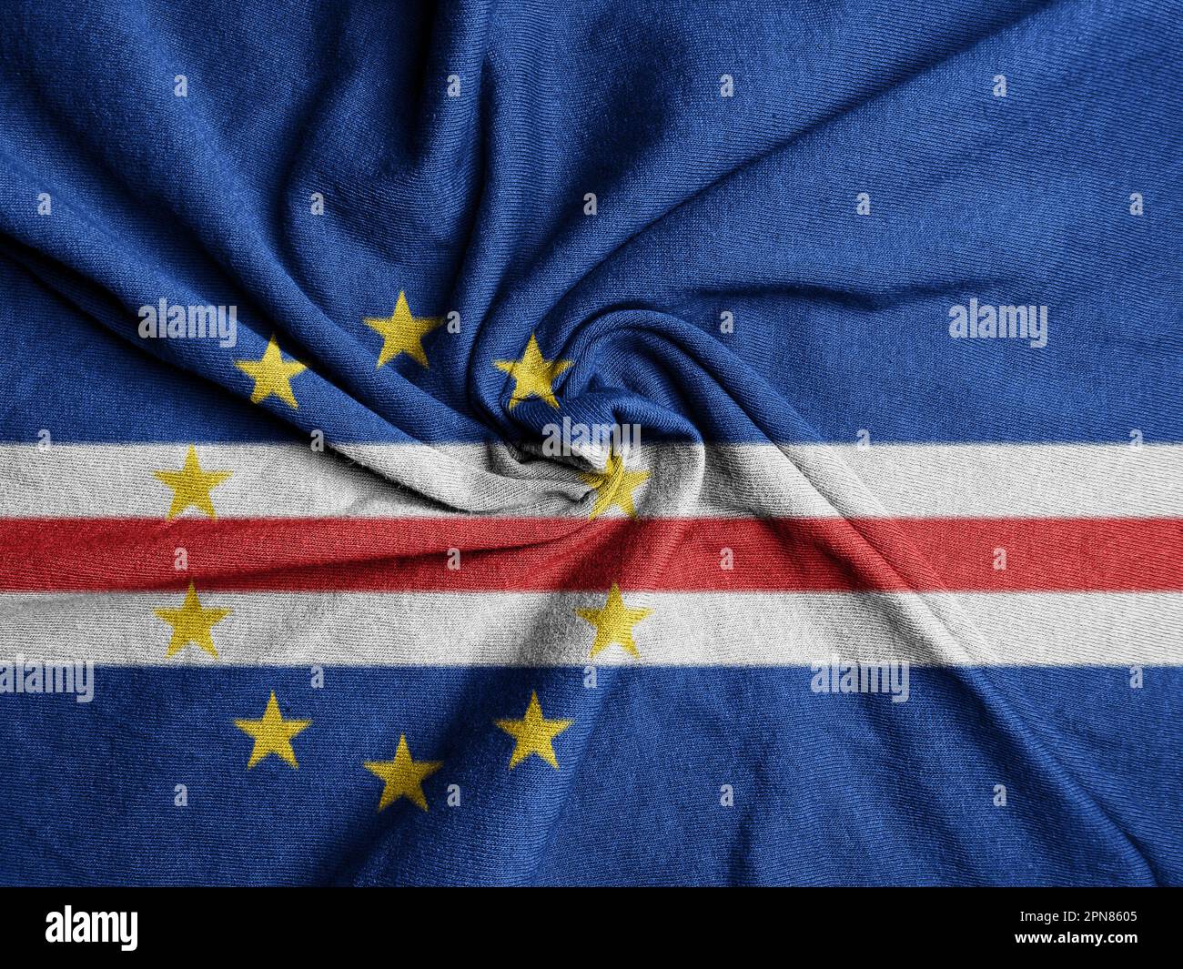 Fabric Flag of the Cape Verde, National Flag of the Cape Verde Stock Photo