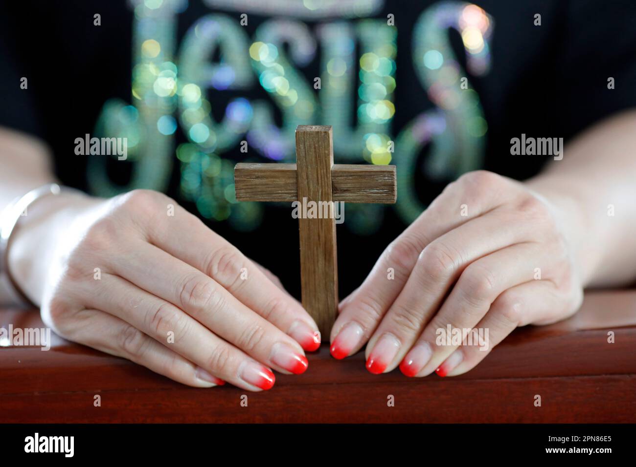 Cross On Hand Christian Women T Shirt Cross On Hand Christian Women T Shirt