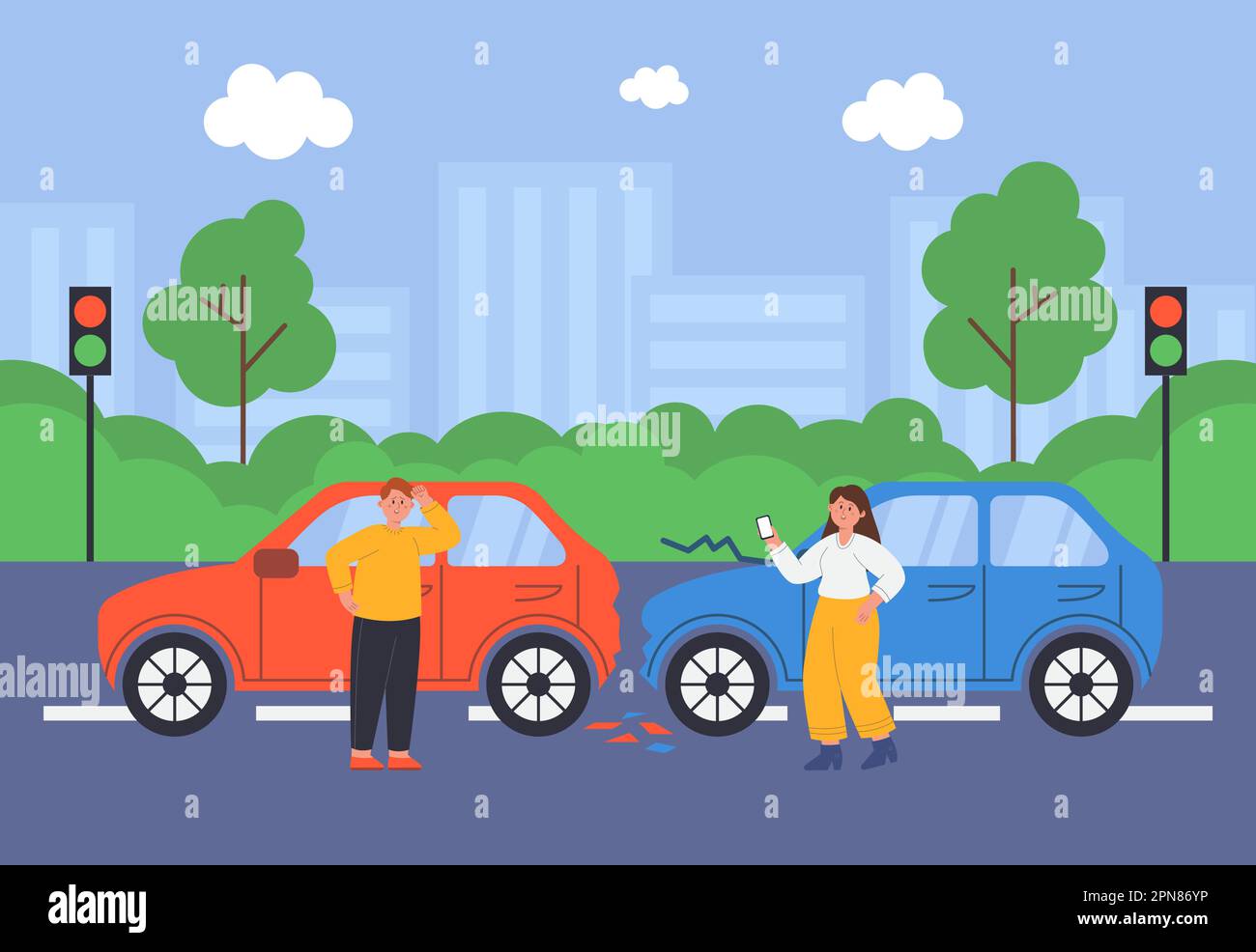 Car damage woman Stock Vector Images Alamy