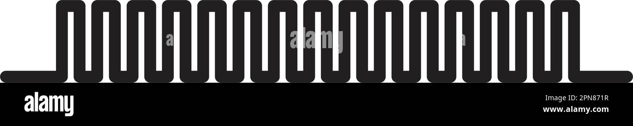Border line geometric shape element, horizontal zigzag seamless pattern stroke outline illustration Stock Vector