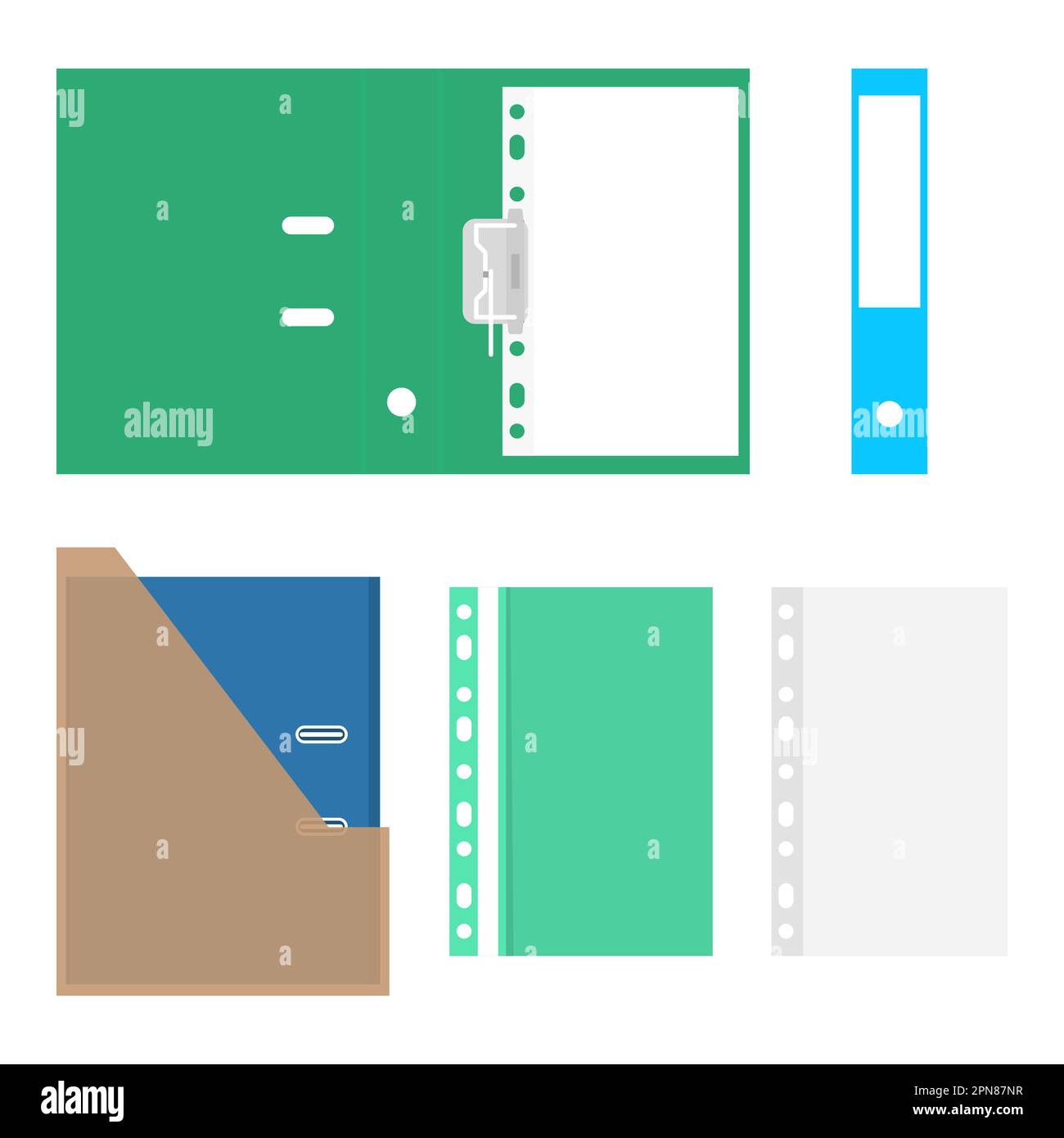 Set of office icons isolated on white background, flat vector