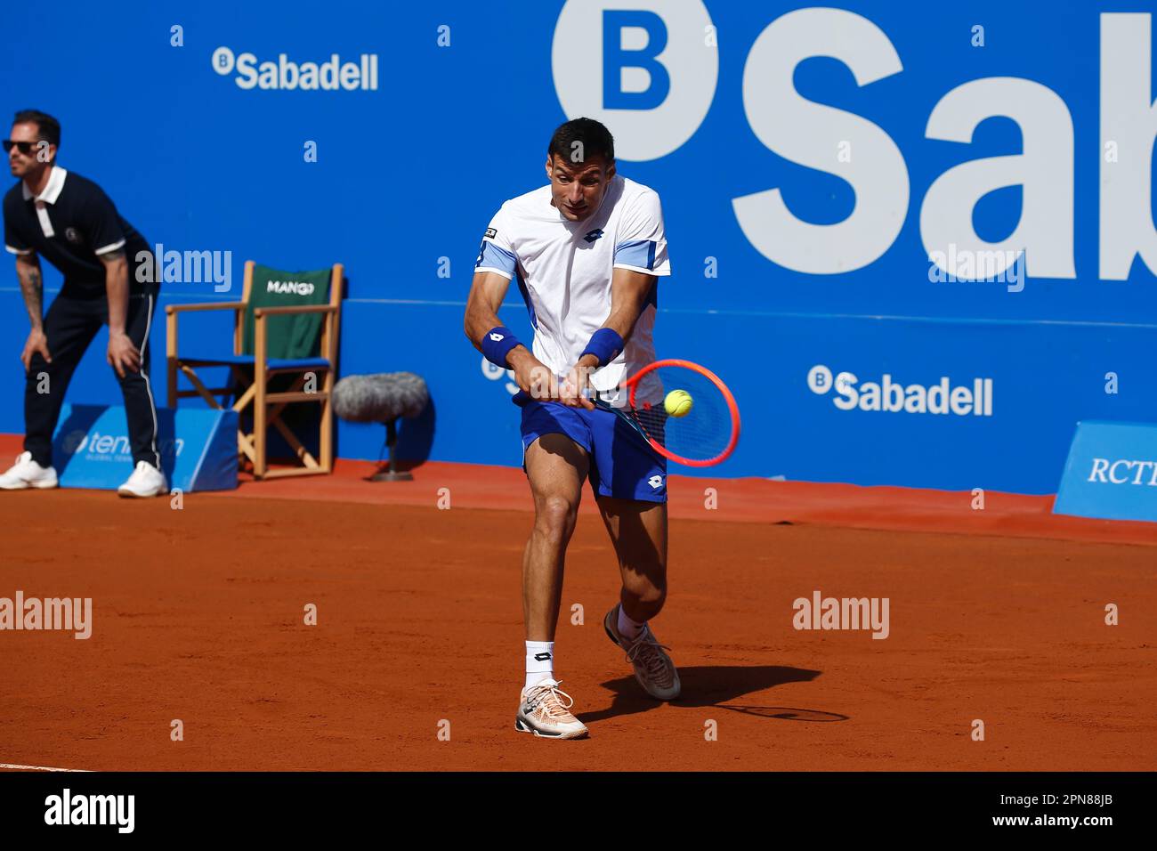 Barcelona, Spain. 17th Apr, 2023. Bernabe Zapata Miralles (ESP), APRIL17,  2023 - Tennis : Bernabe Zapata Miralles during singles 1st round match  against Attila Balazs on the Barcelona Open Banc Sabadell tennis