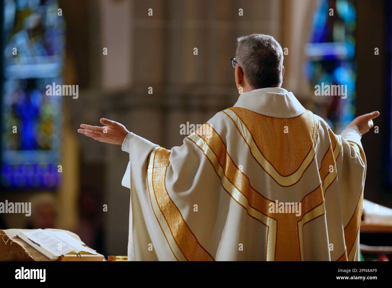 St Joseph church. Catholic mass. Eucharist celebration. Geneva ...