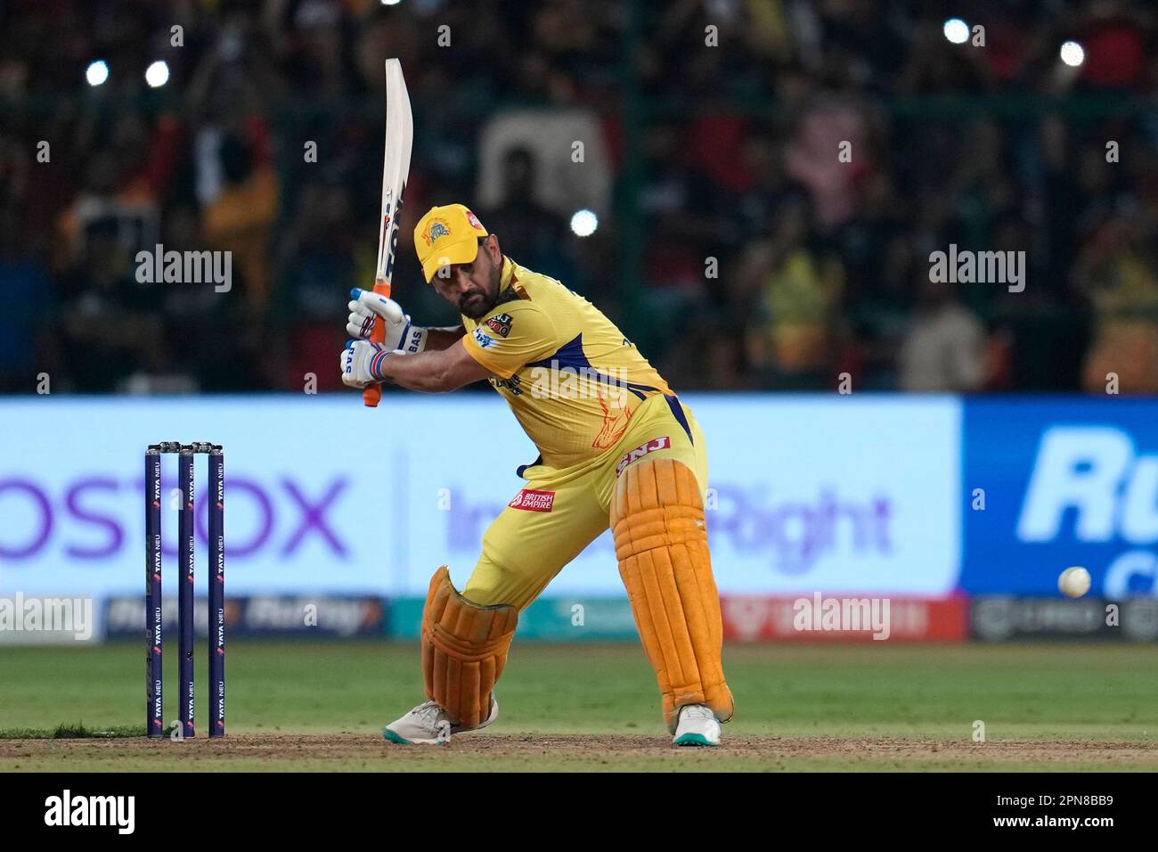 Chennai Super Kings' captain MS Dhoni bats during the Indian ...