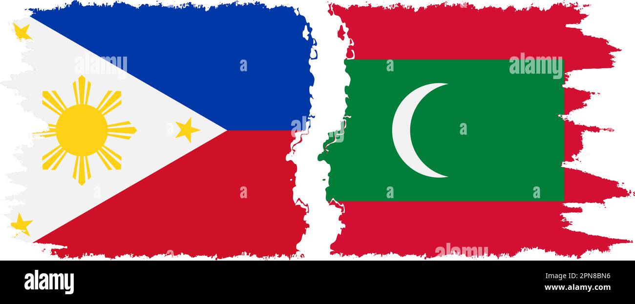 Maldives and Philippines grunge flags connection, vector Stock Vector