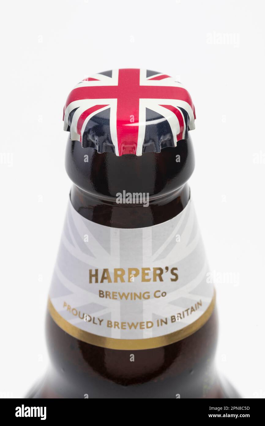 The Union Jack bottle top on a 500ml bottle of Harper’s IPA brewed for