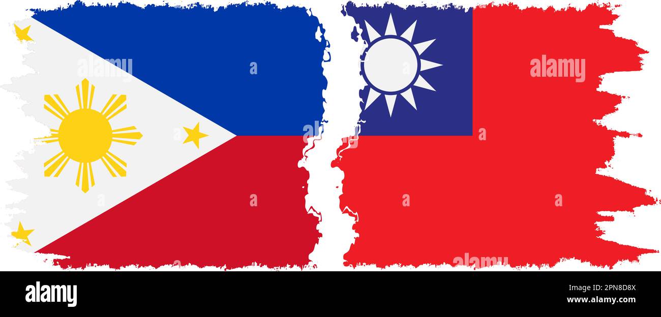 Taiwan and Philippines grunge flags connection, vector Stock Vector