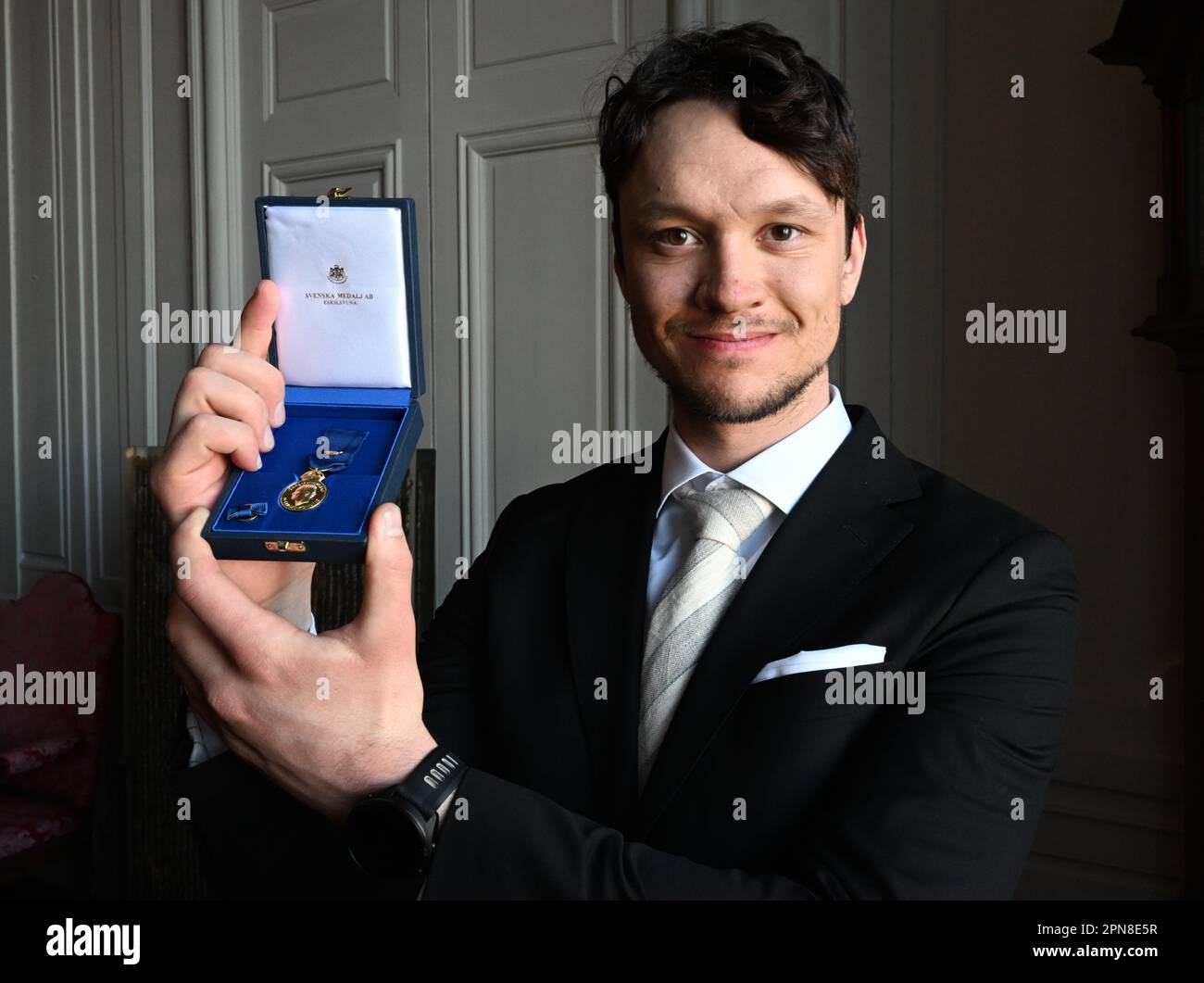 STOCKHOLM 20230417 Skater Nils van der Poel received on Monday a medal for services to Swedish