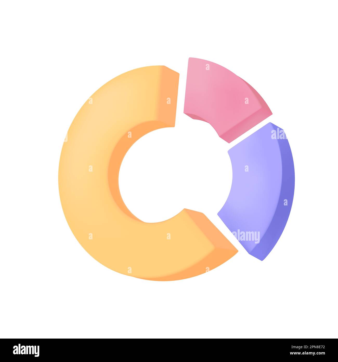Pie chart with three sections or slices 3D icon Stock Vector Image