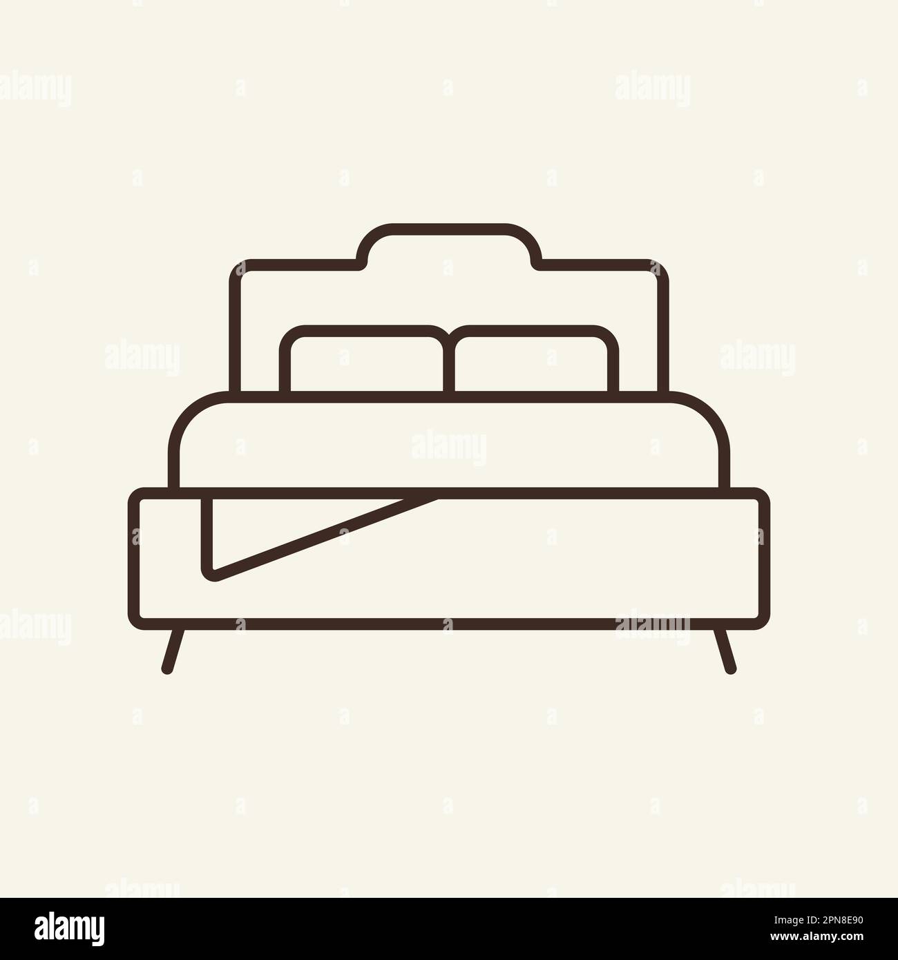 Double bed line icon Stock Vector
