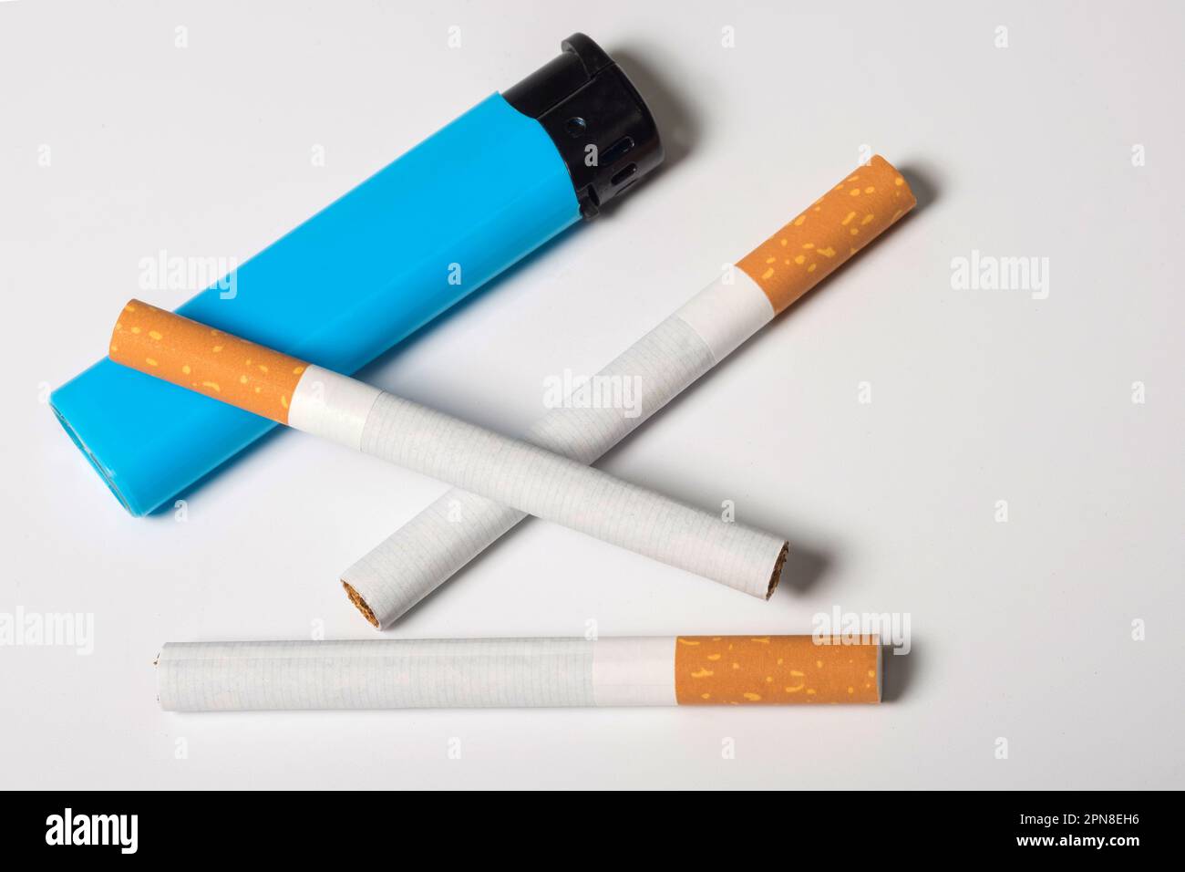 Cigarettes and a lighter, a close cigarette burn, the only one isolated