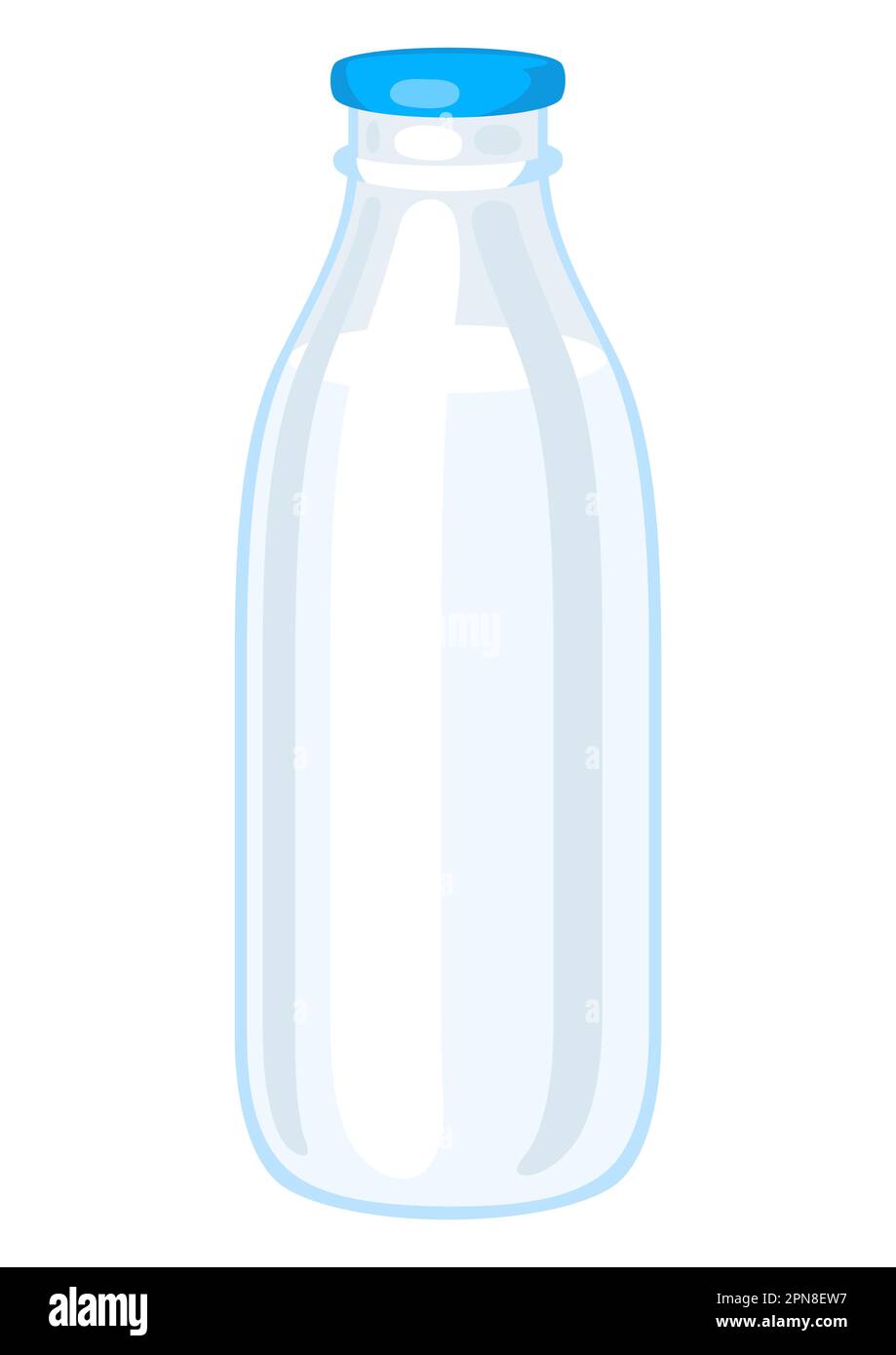 Glass bottle with milk. Illustration of dairy product for advertising and sale in store. Stock Vector