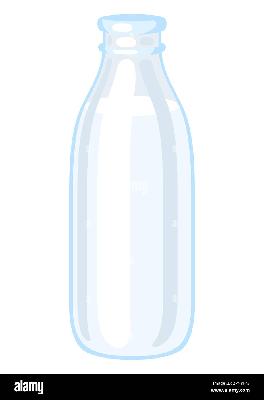 Glass bottle with milk. Illustration of dairy product for advertising and sale in store. Stock Vector
