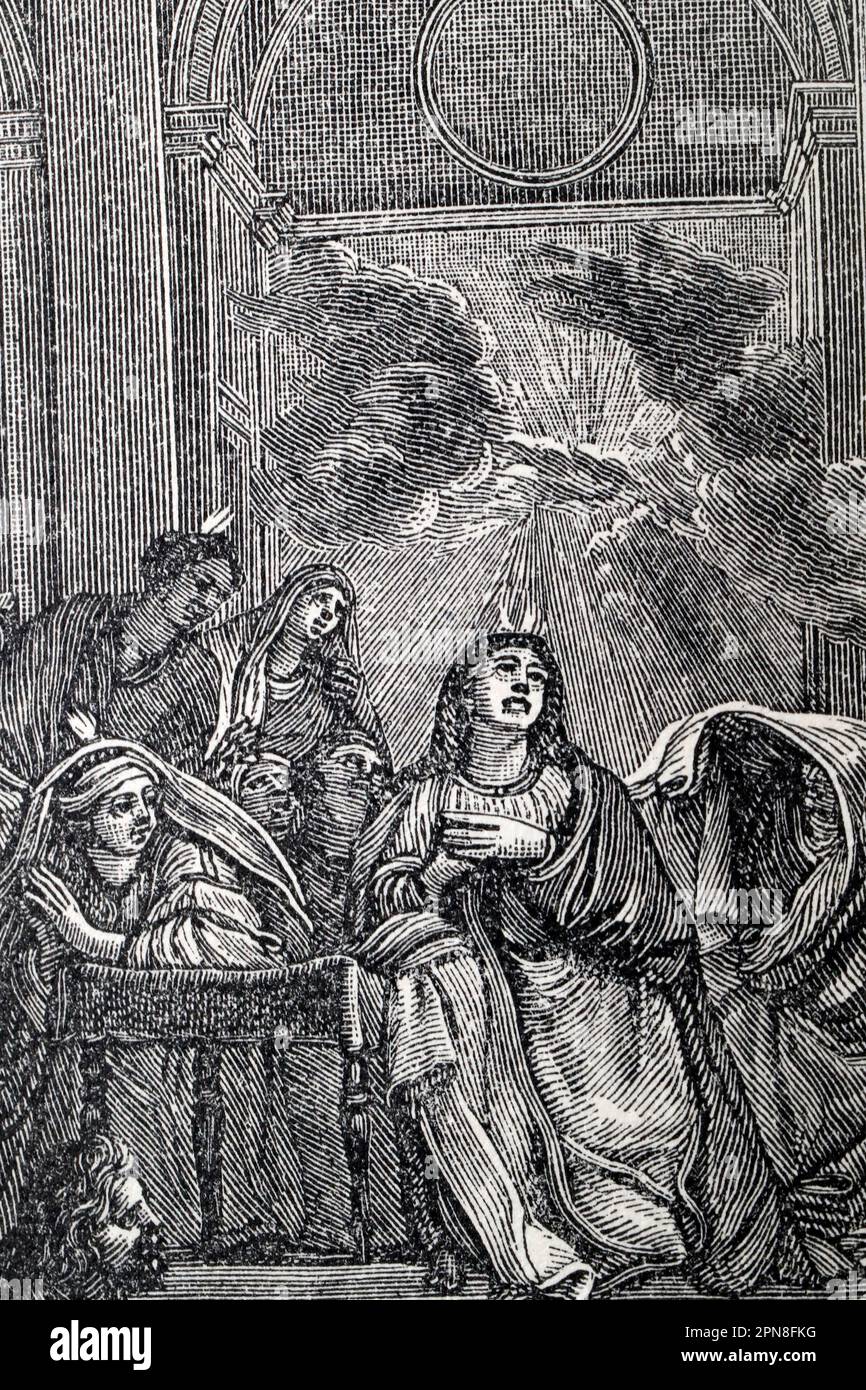 Old Missel Roman. Historical illustration. The descent of the Holy