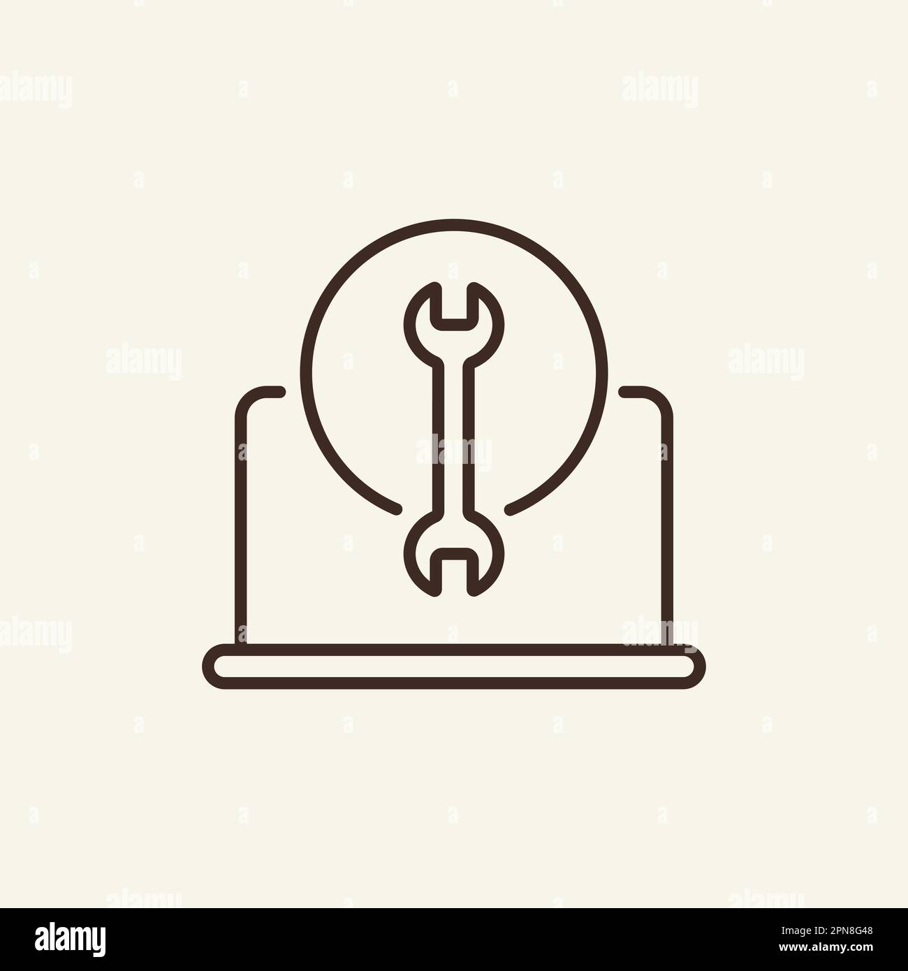 Laptop repair line icon Stock Vector