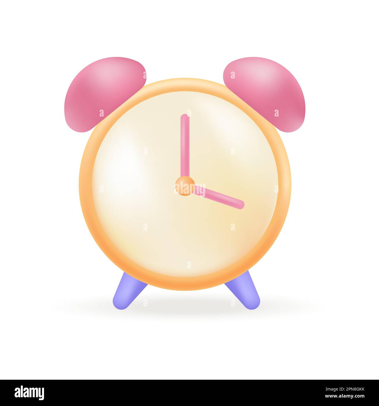 Yellow alarm clock with bell, red hour and minute hands 3D icon Stock Vector Image & Art Alamy