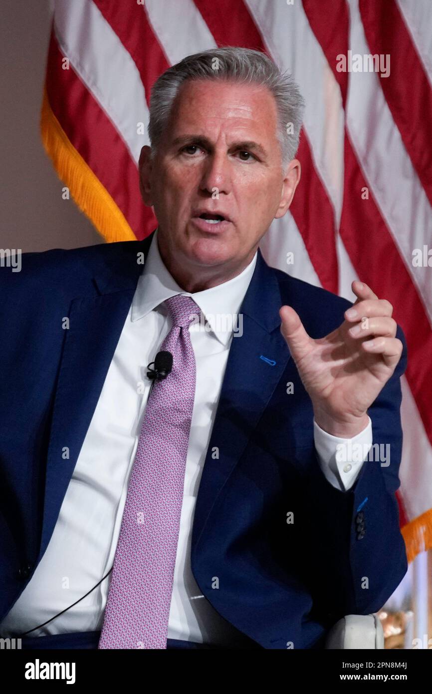 Speaker of the House Kevin McCarthy speaks during an event at the New ...