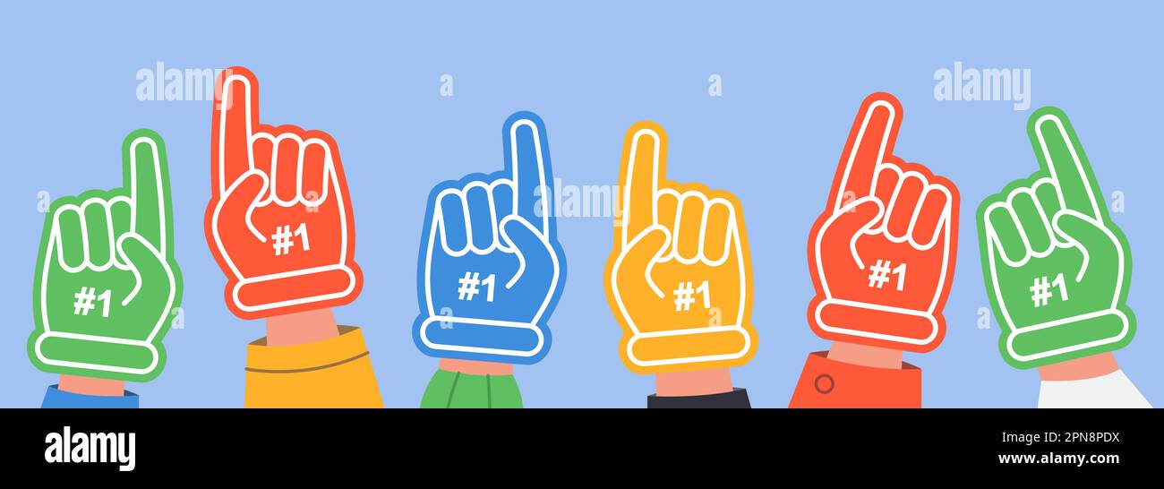 Support for football team from hands with fan foam fingers Stock Vector