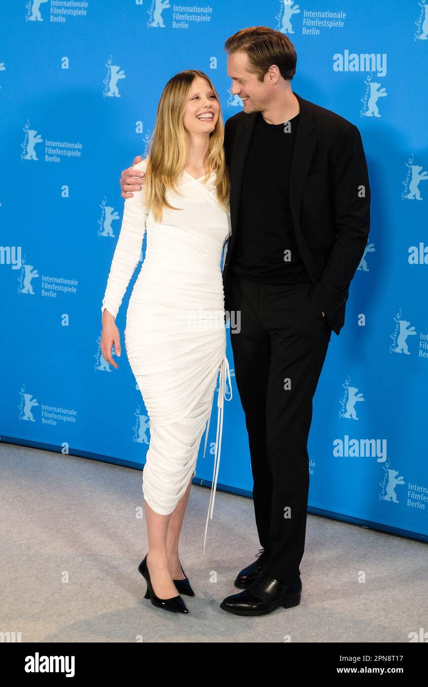 Mia Goth , Alexander Skarsgård photographed attending the photocall for