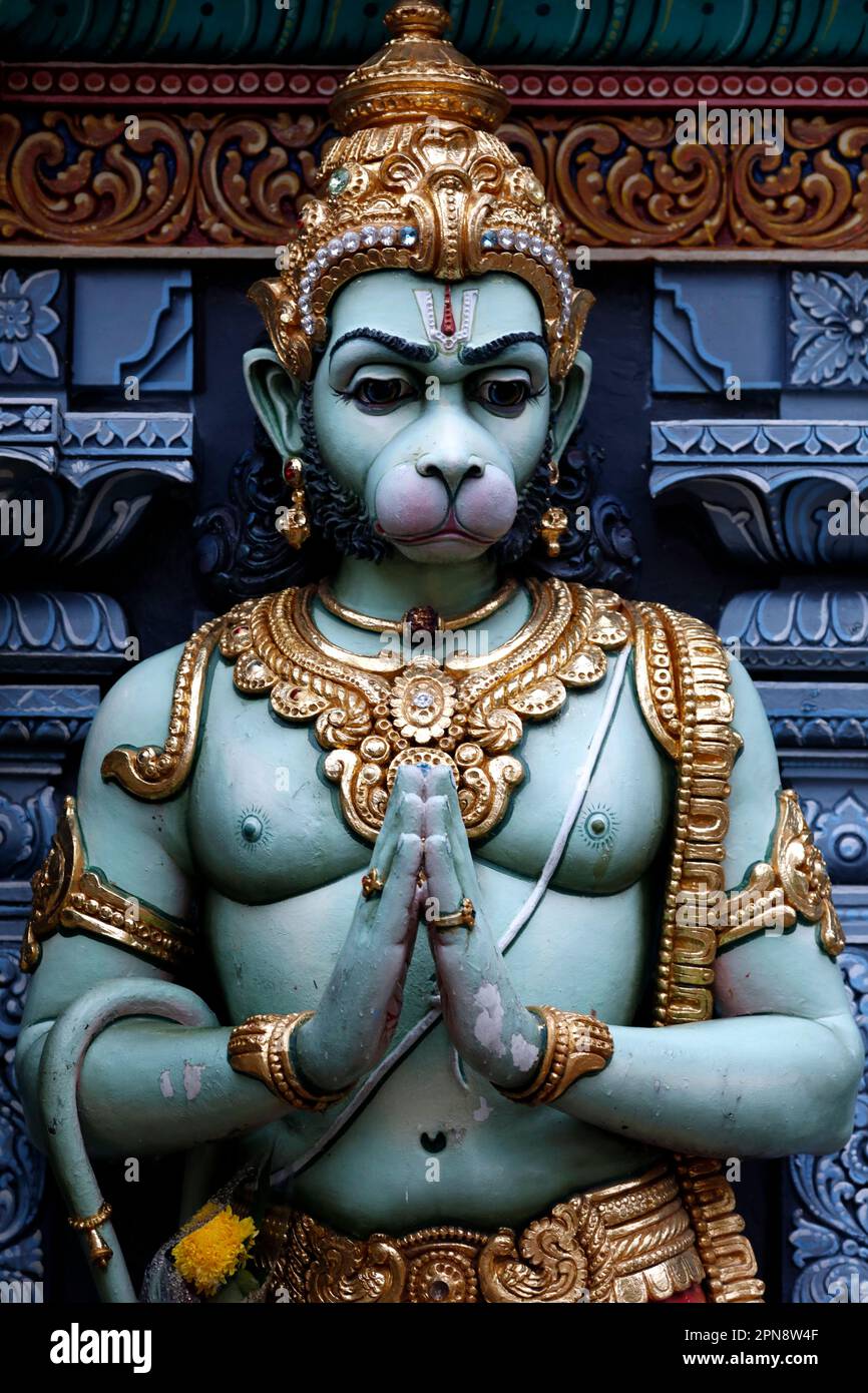 Sri Krishnan hindu temple. Hanuman or Anjaneya, the Hindu monkey ...