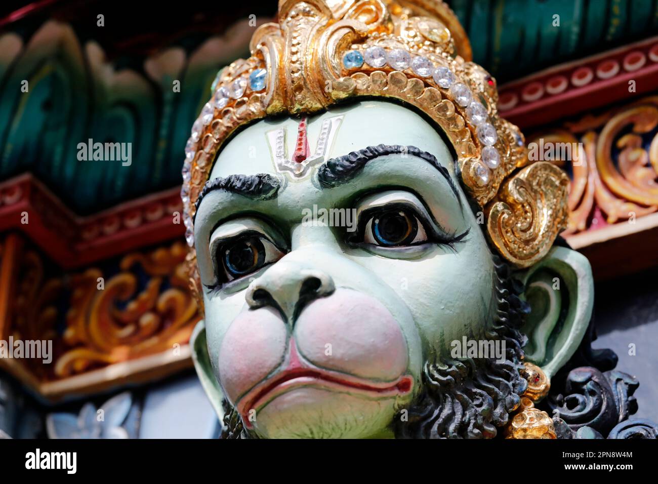 Sri Krishnan hindu temple.  Hanuman or Anjaneya, the Hindu monkey god.  Singapore. Stock Photo