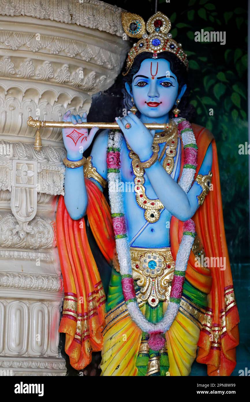 Sri Krishnan hindu temple. Hindu God Lord Krishna playing musical ...