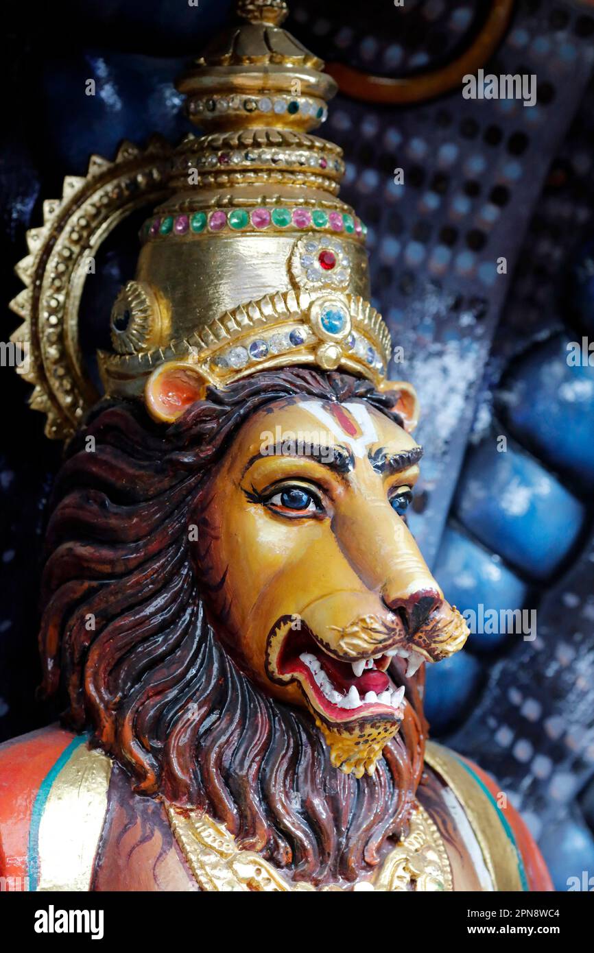 Sri Krishnan hindu temple. Hindu Mythology Narasimha the man lion one of the avatars of Krishna