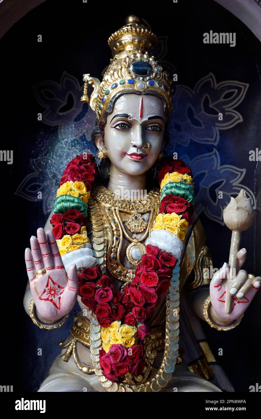 Sri Krishnan hindu temple. Hindu deity. Decorative sculpture. Singapore