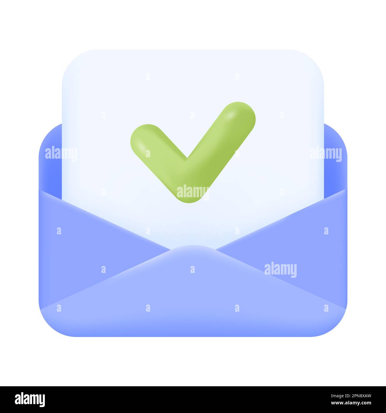 Paper with checkmark inside blue envelope 3D icon Stock Vector Image ...