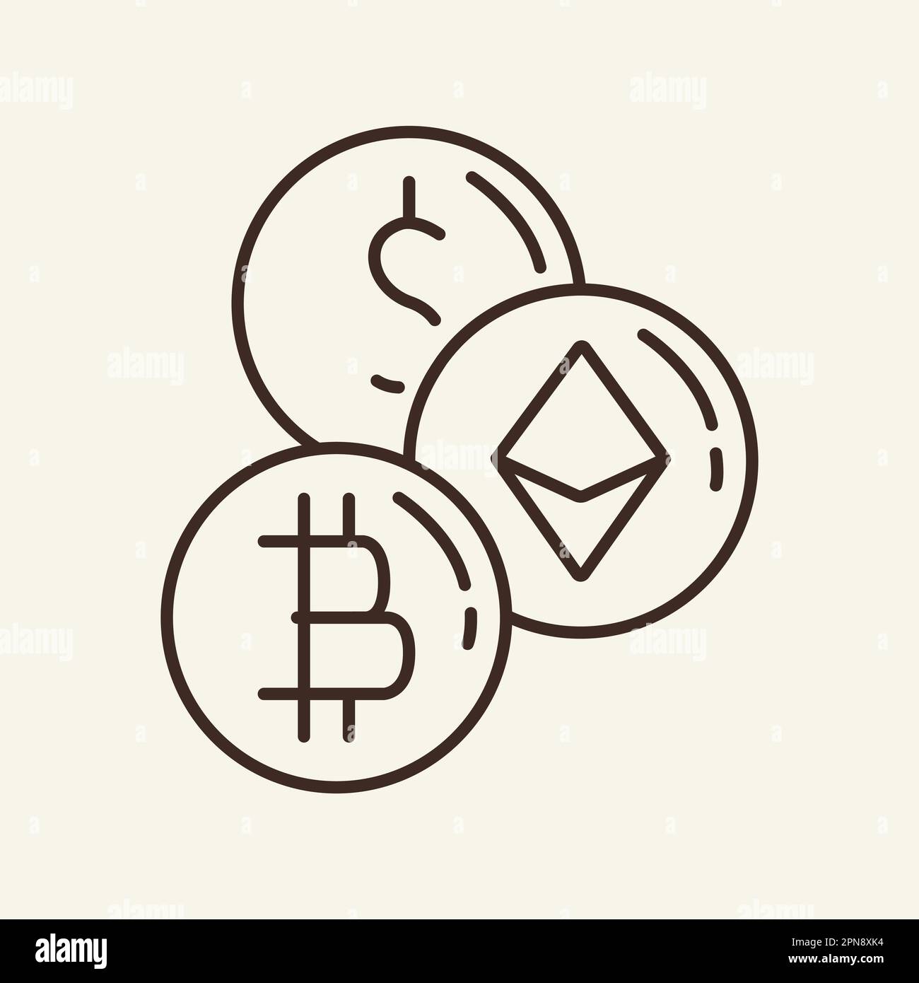 Cryptocurrency line icon Stock Vector