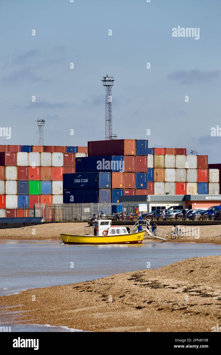 Harwich Harbour Ferry on the beach at Felixstowe Stock Photo Alamy