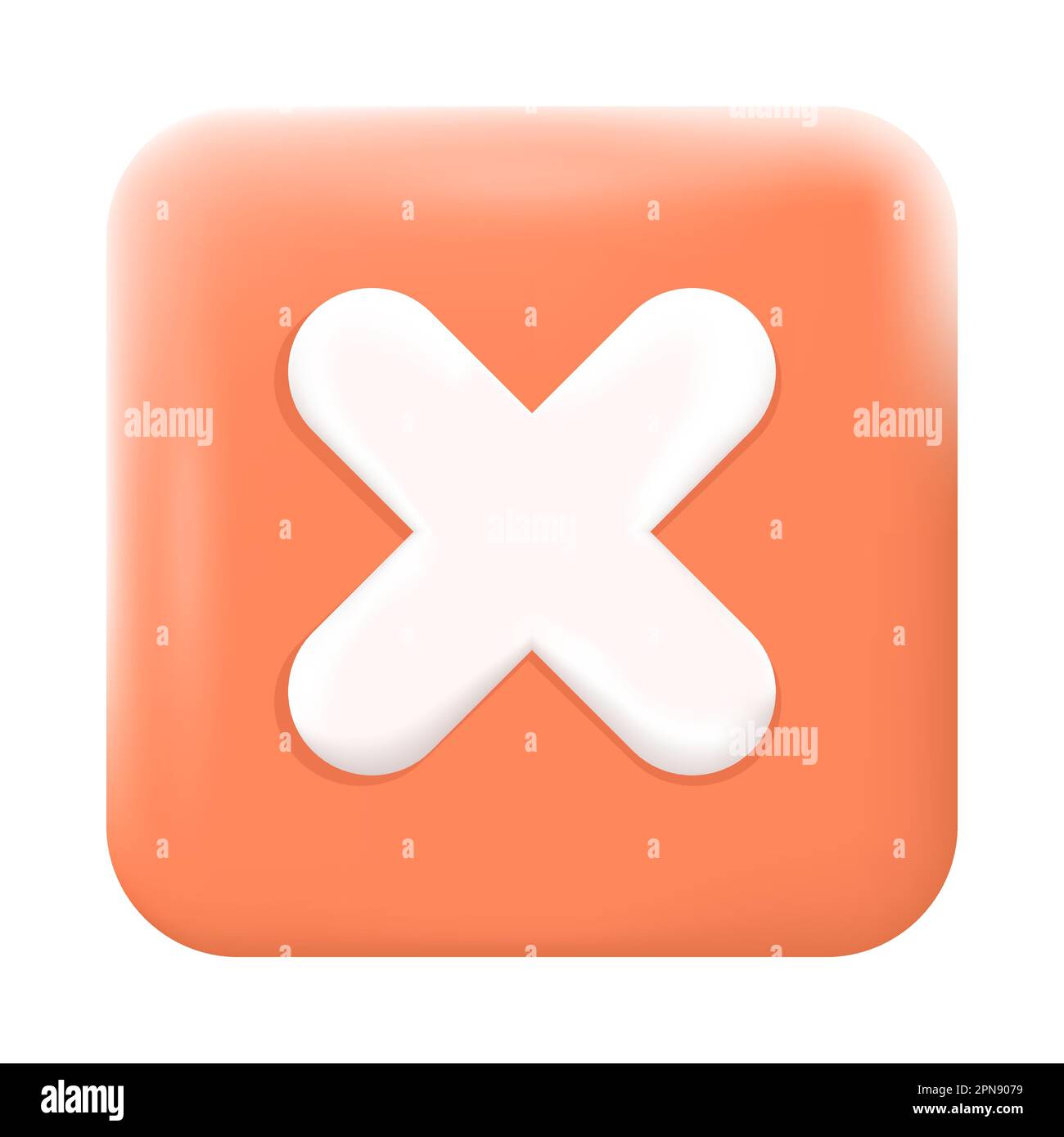 White cross on red button 3D icon Stock Vector