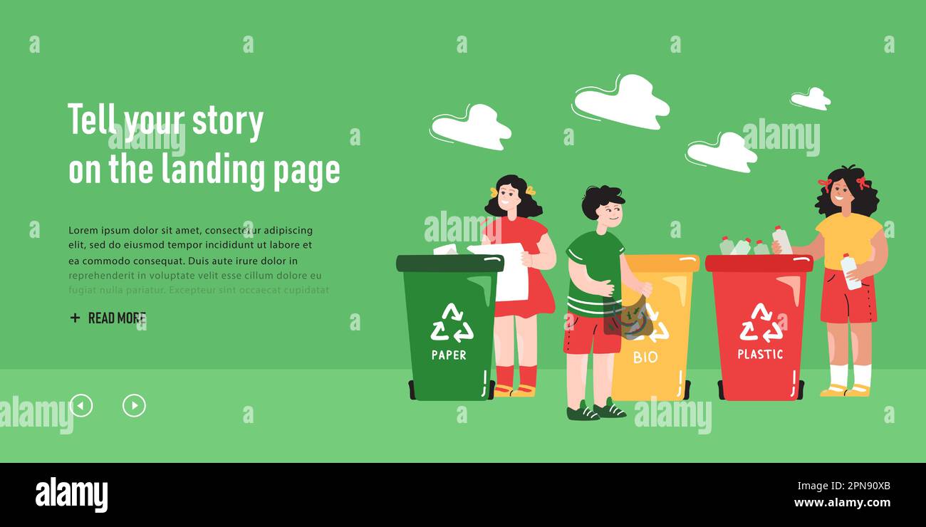 Children sorting garbage into recycle bins Stock Vector Image & Art Alamy