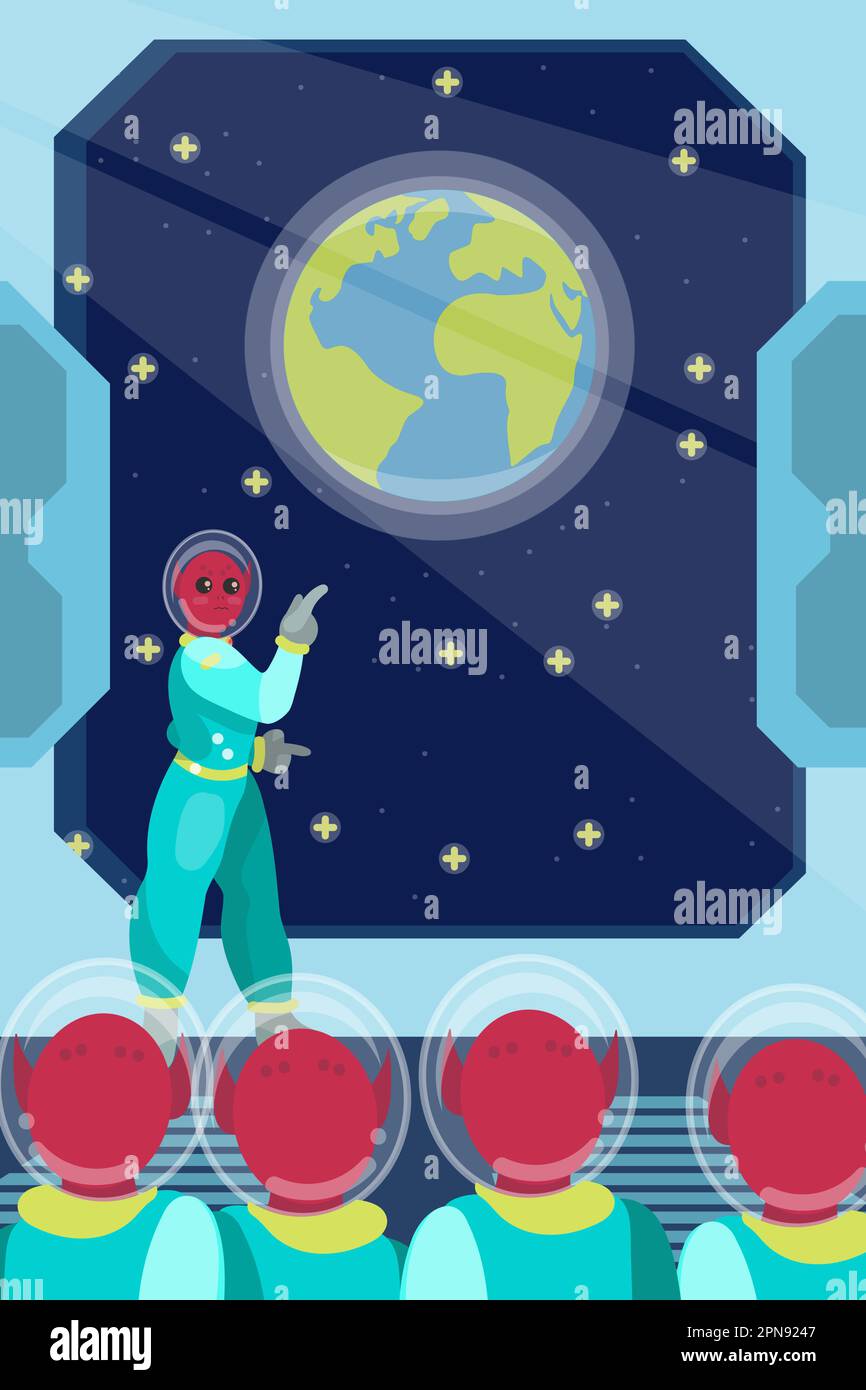 Aliens planning Earth invasion cartoon illustration Stock Vector