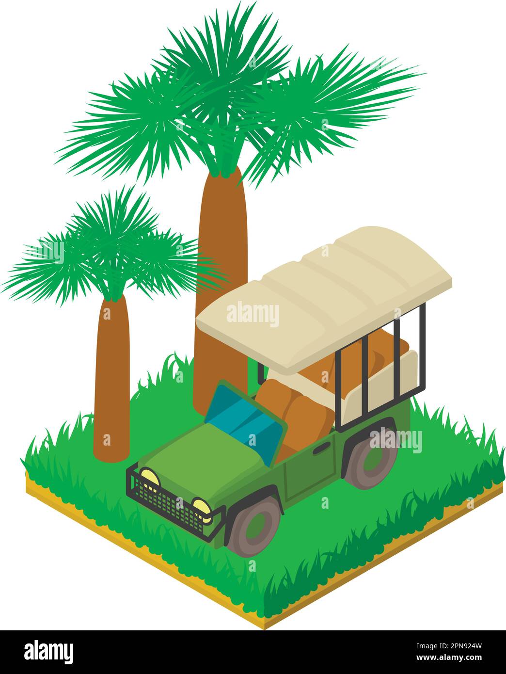 Safari jeep icon isometric vector. Safari park passenger transport for