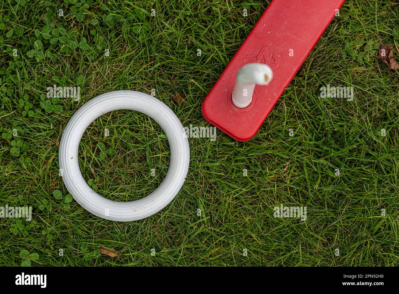 Ring throwing game seen from above Stock Photo Alamy