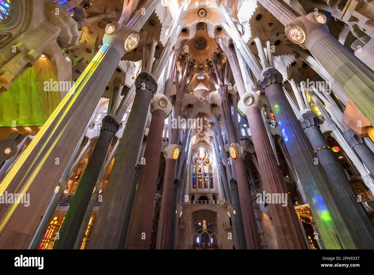 The interior of the Sagrada Familia Basilica in Barcelona, Spain Stock ...
