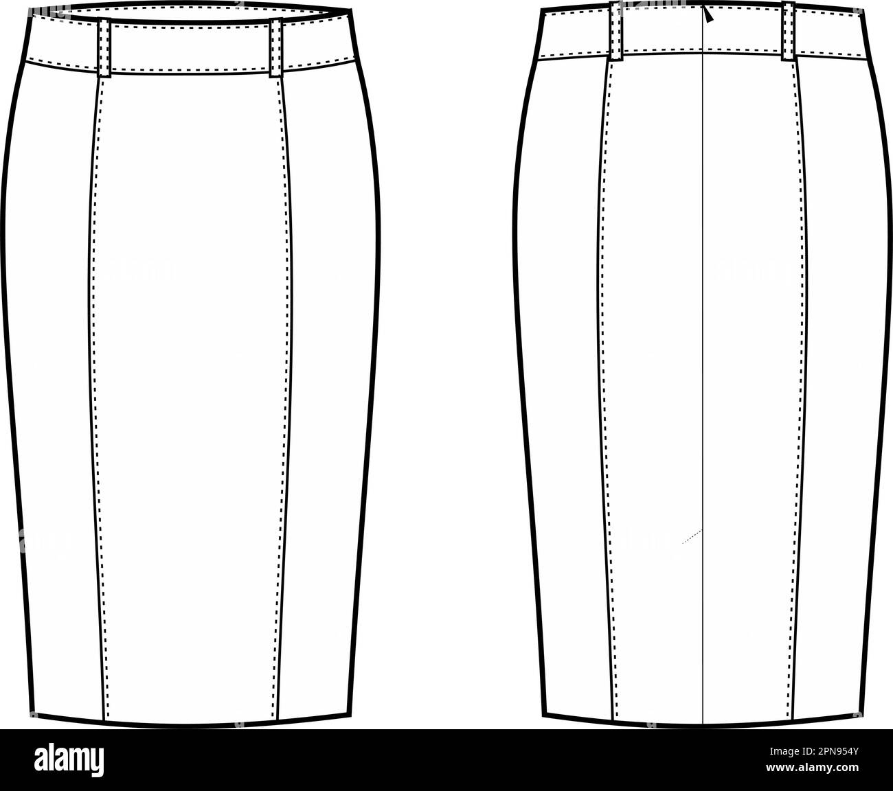 Pencil skirt technical drawing Stock Vector Images - Alamy