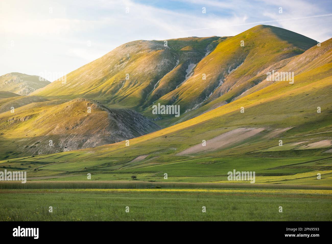 Hills at piano grande umbria italy stock photo alamy