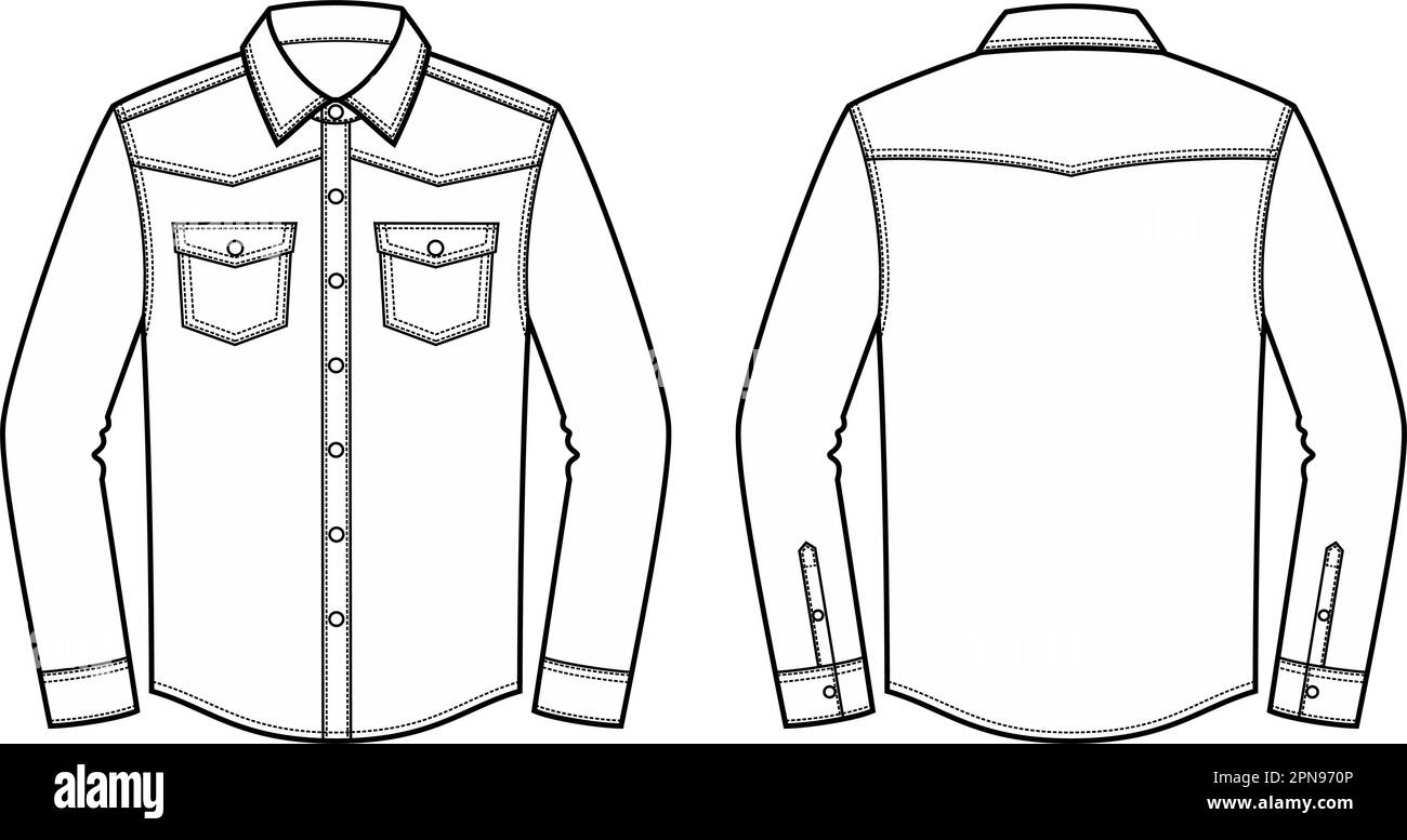 Mens denim shirt. Front and back Stock Vector Image & Art - Alamy