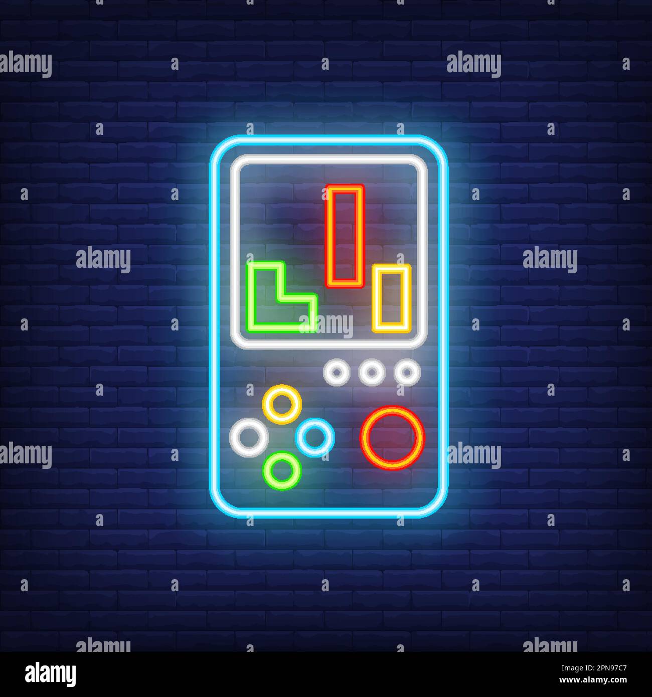 Portable retro tetris videogame console neon sign Stock Vector Image