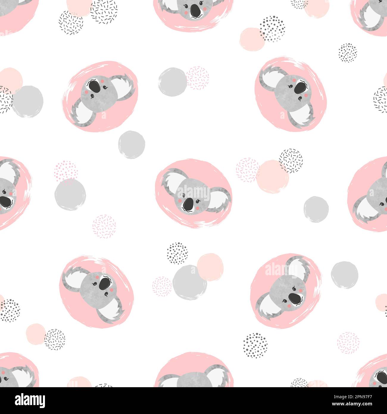 Seamless pattern with cute koala and circles. Vector illustration Stock ...