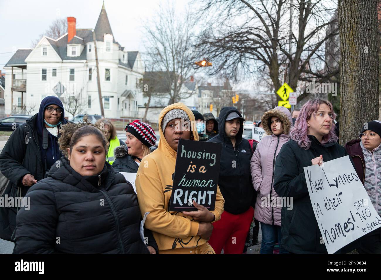 March 29, 2023. Lynn, MA. Lynn tenants rally to fight a huge rent
